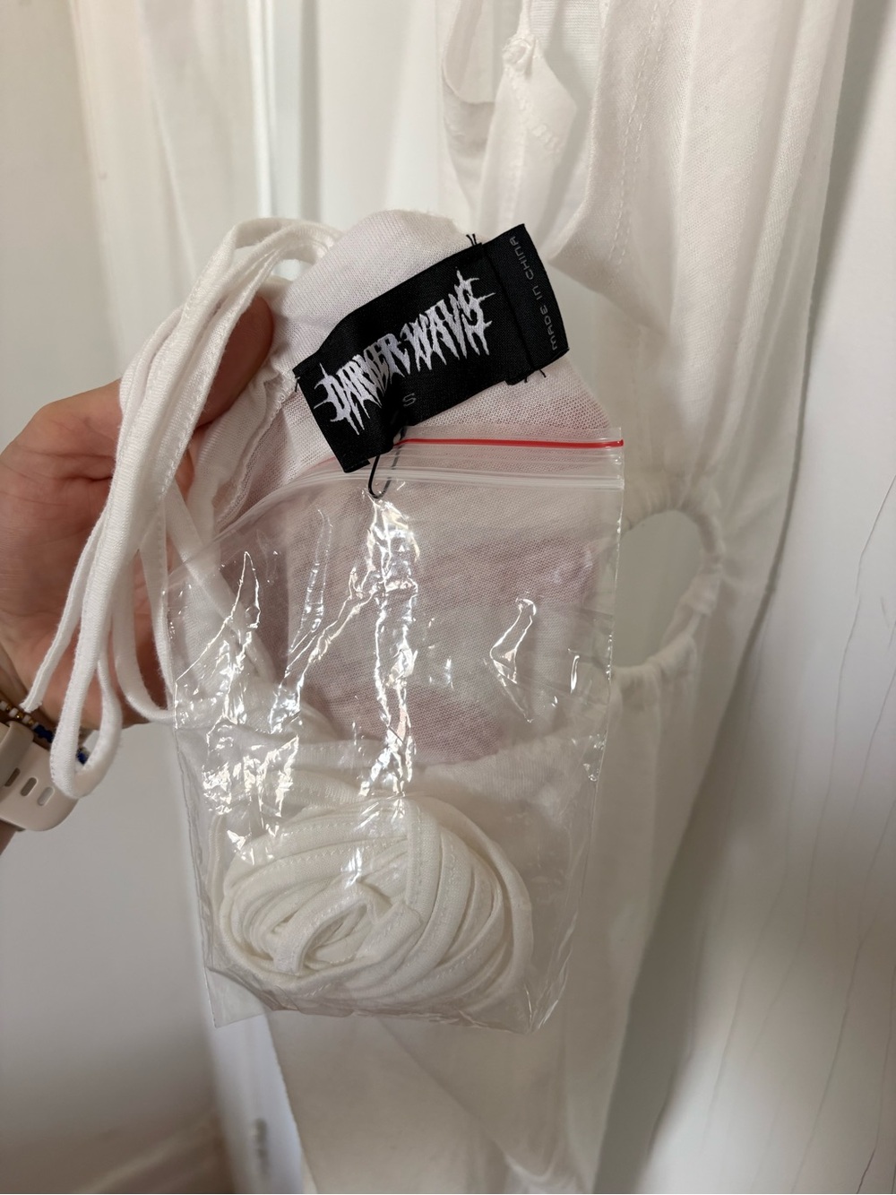 Dolls Kill Darker Wavs Flanger White High Slit Maxi Dress - Picture 4 of 9